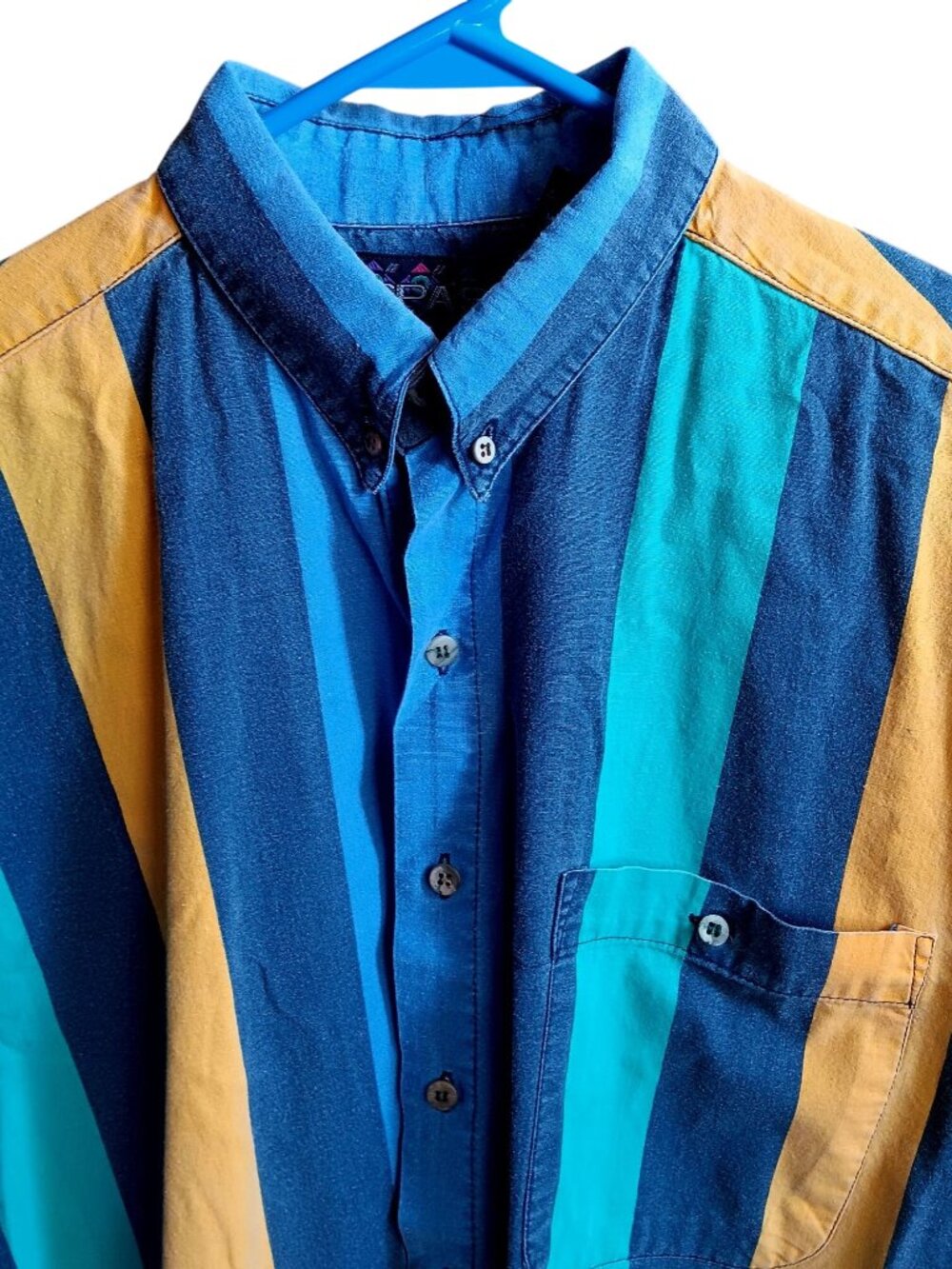Vintage 80's Mens Large Tall Preppy Shirt Trespass Striped Short Sleeve Oxford